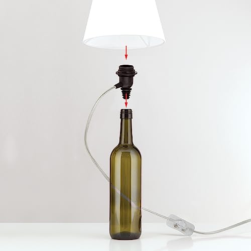 ORION LIGHTSTYLE Lampenfassung E27 Flasche für DIY Leuchte, Bottle, Weinflasche Leuchtenfassung Flaschenadapter, dekorative Tischlampe, transparent von ORION LIGHTSTYLE