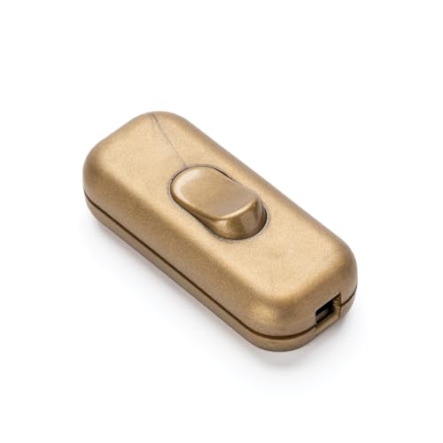 ORION LIGHTSTYLE Zwischenschalter Schnurschalter Kabel Schalter EIN/AUS Gehäuse Wippschalter 2A für Stehlampen, Tischlampen, 1 Stück (Gold) von ORION LIGHTSTYLE