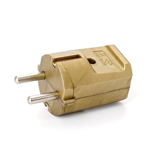 Schukostecker - Schutzkontakt-Stecker - Kunststoff - 250 V - - Gerade Einführung/Schuko-Stecker mit Zugentlastung (gold) von ORION LIGHTSTYLE