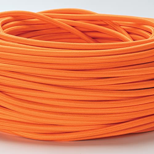 Textilkabel für Lampen, 1 m Orange, 3-adrig, (3x 0,75 mm²) - Kunststoff Stromkabel mit Erdleiter, Textil ummantelt von ORION LIGHTSTYLE