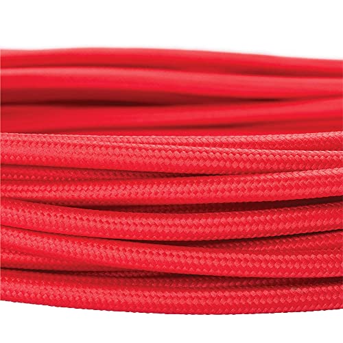 Textilkabel für Lampen, 10 m Rot, 3-adrig, (3x 0,75 mm²) - Kunststoff Stromkabel mit Erdleiter, Textil ummantelt von ORION LIGHTSTYLE