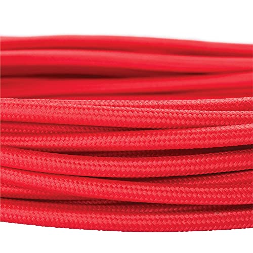 Textilkabel für Lampen, 50 m Rot, 3-adrig, (3x 0,75 mm²) - Kunststoff Stromkabel mit Erdleiter, Textil ummantelt von ORION LIGHTSTYLE