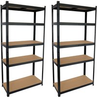 2er-Pack modulare Metallregale mit 5 Böden, 875kg, Schwarz, 90x40x180cm, 7house von 7H SEVEN HOUSE