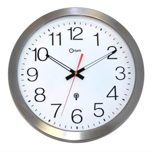 CEP Wanduhr wasserdicht, funkgesteuert aus Edelstahl Ø 35 cm 11385 Silver, Metall, 35.5 x 35.5 x 4.5 cm von Orium