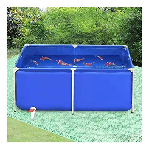 Aquarium-Pool-Teich mit Stahlrahmen, dickeres Segeltuch, Fischzuchtteich, Wassertank mit Ablassventil, große Aquakulturteiche im Freien, Aquarium, Koi, Goldfisch (Farbe: Blau, Größ von ORKHWJ