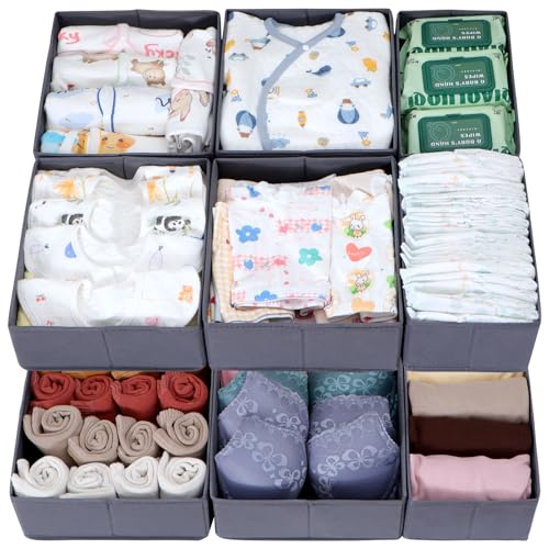 ORLISA 12er Set Schubladen Organizer kompatibel mit PAX Kleiderschrank 75x58 cm, Faltbar Stabil, Robuste Aufbewahrungsboxen für Kleidung, Grau von ORLISA