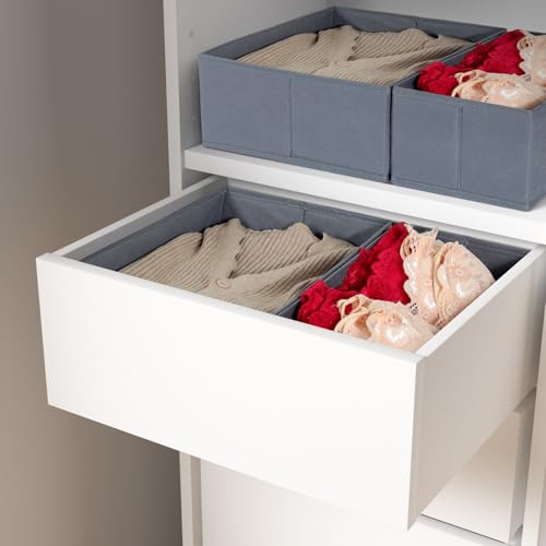 ORLISA 2er Set Schubladen Organizer kompatibel mit PAX Kleiderschrank 50x35 cm, Faltbar Stabil, Robuste Aufbewahrungsboxen für Kleidung, Grau von ORLISA