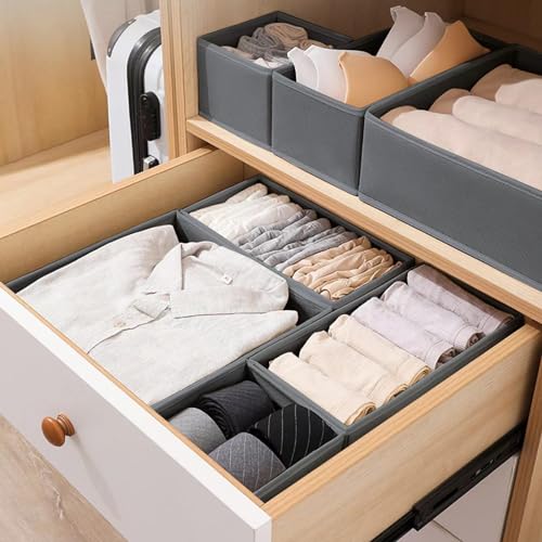 ORLISA Malm Organizer für Ikea Kommode-Schubladen Organizer/Ordnungssystem für Kleidung - Faltbar-Waschbar für Garderobe oder Kommode, 14 Stück, Grau von ORLISA