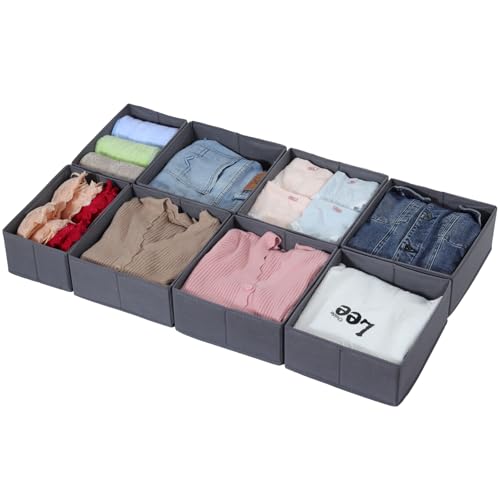 ORLISA 8er Set Schubladen Organizer kompatibel mit PAX Kleiderschrank 100x58 cm, Faltbar Stabil, Aufbewahrungsboxen für Kleidung, Grau von ORLISA