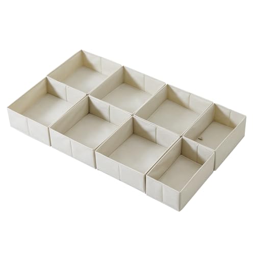 ORLISA 8er Set Schubladen Organizer kompatibel mit PAX Kleiderschrank 100x58 cm, Faltbar Stabil, Aufbewahrungsboxen für Kleidung, in Beige von ORLISA