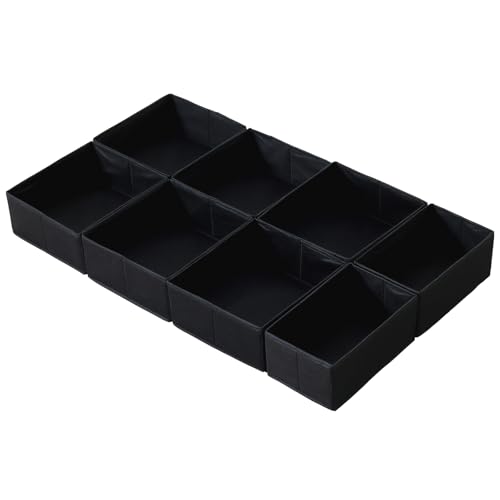 ORLISA 8er Set Schubladen Organizer kompatibel mit PAX Kleiderschrank 100x58 cm, Faltbar Stabil, Aufbewahrungsboxen für Kleidung, in Schwarz von ORLISA