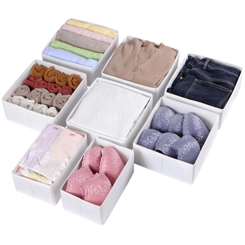 ORLISA 8er Set Schubladen Organizer kompatibel mit PAX Kleiderschrank 100x58 cm, Faltbar Stabil, Aufbewahrungsboxen für Kleidung, Weiß von ORLISA