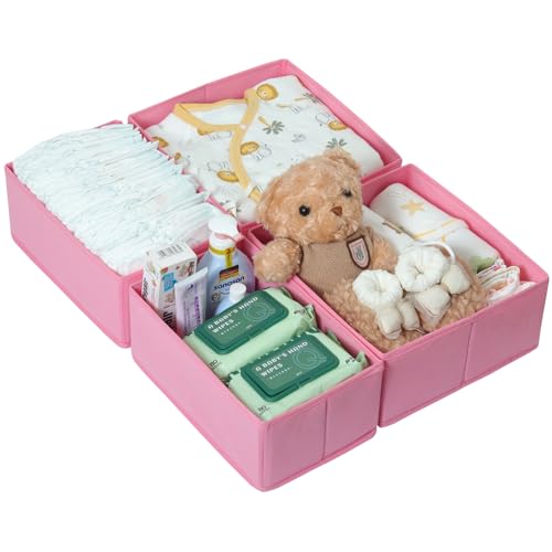 ORLISA 4er Set Schubladen Organizer kompatibel mit PAX Kleiderschrank 50x58 cm, Faltbar Stabil, Aufbewahrungsboxen für Kleidung, in Rosa von ORLISA
