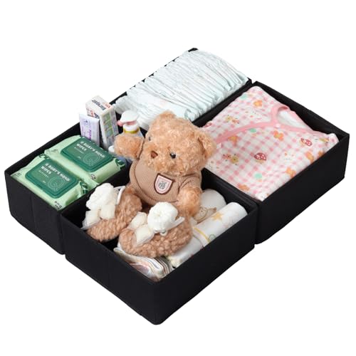 ORLISA 4er Set Schubladen Organizer kompatibel mit PAX Kleiderschrank 50x58 cm, Faltbar Stabil, Aufbewahrungsboxen für Kleidung, in Schwarz von ORLISA