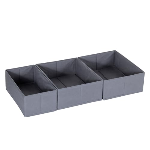 ORLISA 3er Set Schubladen Organizer kompatibel mit PAX Kleiderschrank 75x35 cm, Faltbar Stabil, Robuste Aufbewahrungsboxen für Kleidung, Grau von ORLISA