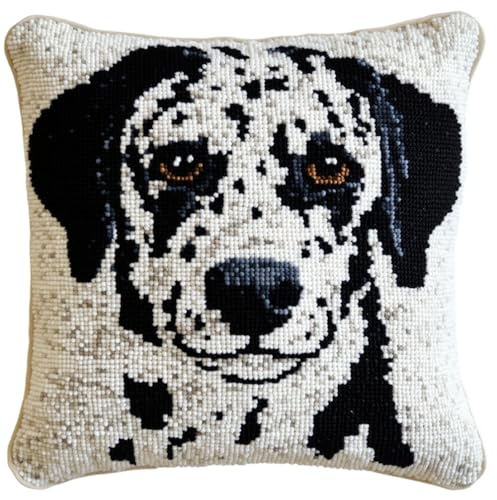 ORLUMY Kissen Knüpfen Kit Dalmatiner 43X43Cm,17X17Zoll Knüpfkissen Set Für Anfänger Erwachsene Oder Kinder Zum Selber Knüpfen,Diy Knüpfteppich Knüpfpackung von ORLUMY