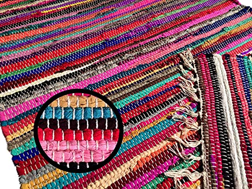 ORNAMENT Fleckerlteppich Handgewebt 300 x 200 cm Kelim Beidseitig nutzbar 2000g/m Flickenteppich Fleckerlteppich von ORNAMENT