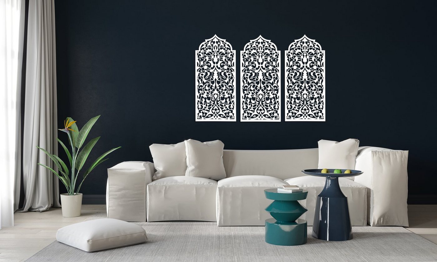 ORNAMENTI Holzbild 3D grosse Wandpaneel, Marokkanisches Fenster, Wanddekoration, Handwerk von ORNAMENTI