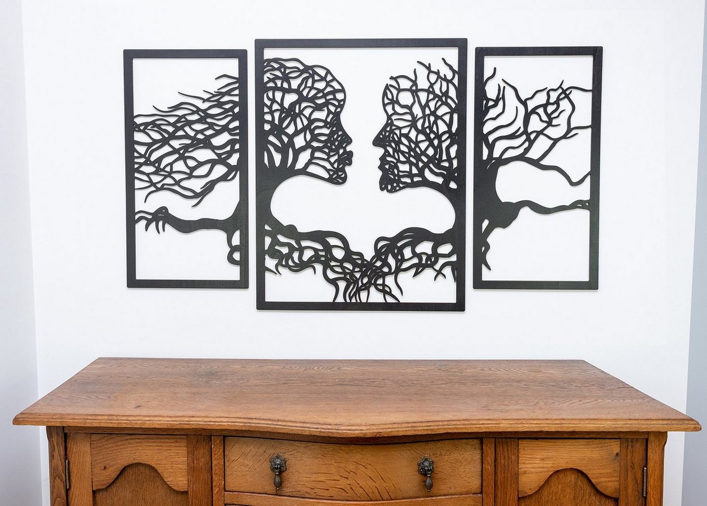 ORNAMENTI Holzbild 3D grosse Wandpaneel Gesichter Baum, Wanddekoration, Handmade von ORNAMENTI