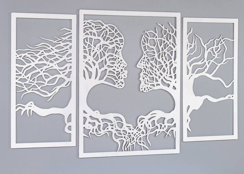 ORNAMENTI Mehrteilige Bilder 3D grosse Wanddeko, Gesichter Baum, Holzbild, Handarbeit von ORNAMENTI