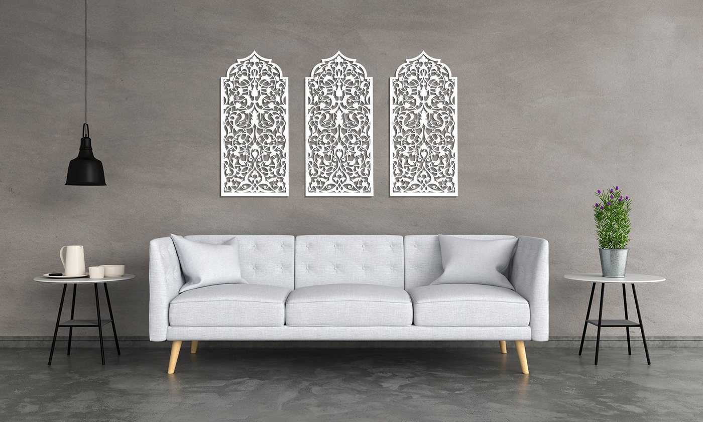 ORNAMENTI Mehrteilige Bilder 3D grosse Wanddeko, Marokkanisches Fenster, Holzbild, Handwerk von ORNAMENTI