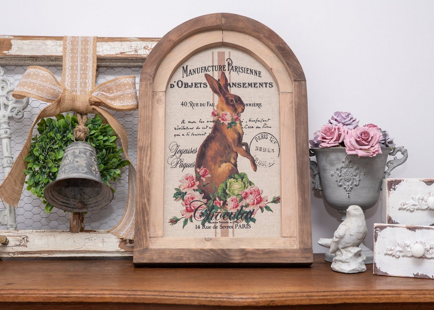 ORNAMENTI Wanddekoobjekt 3D RUSTIKAL WANDDEKO, HASE,LANDHAUSSTIL, VINTAGE, HANDMADE von ORNAMENTI