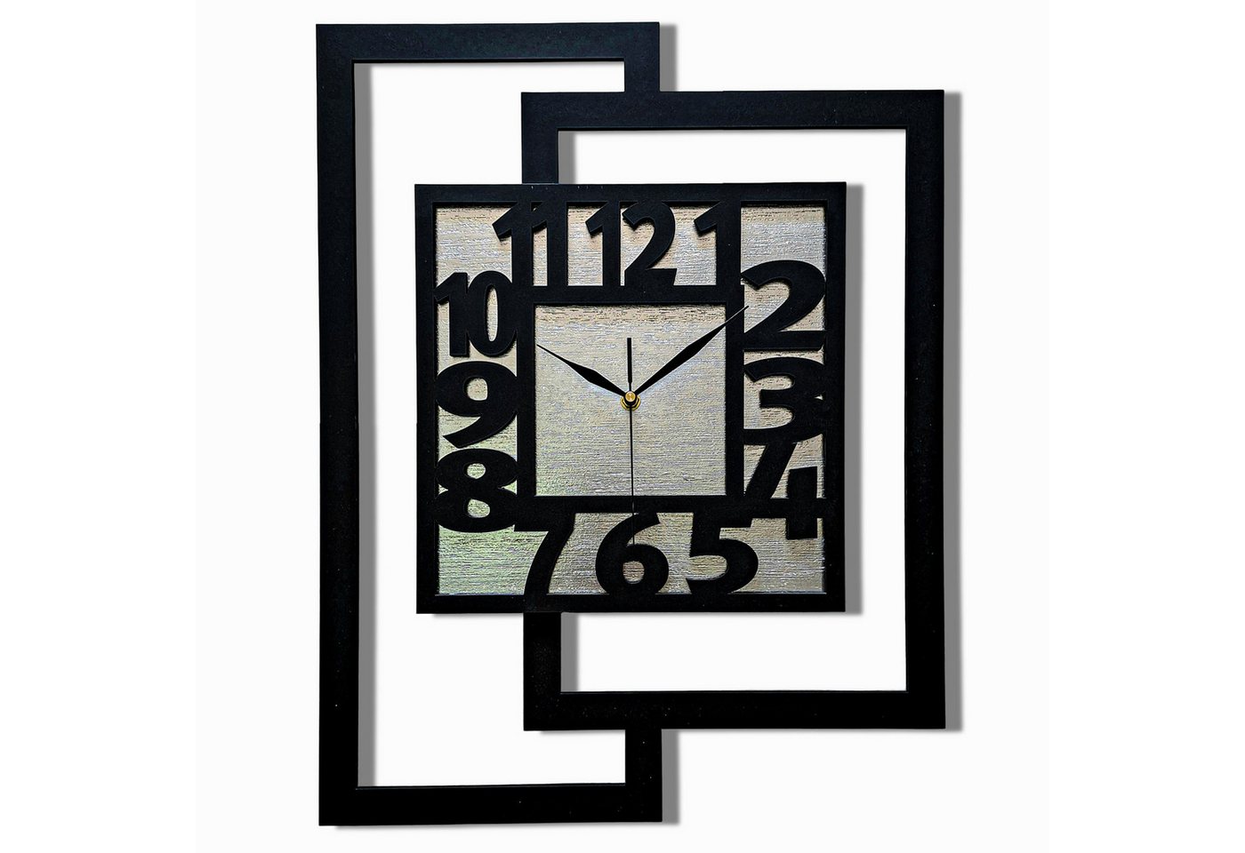 ORNAMENTI Wanduhr Grosse, moderne, geometrisch, Holz, hingucker, rechteckig hochkant (vertical, loft, ohne Ticken, Wanddeko, Holzdeko, leise / lautlos) von ORNAMENTI