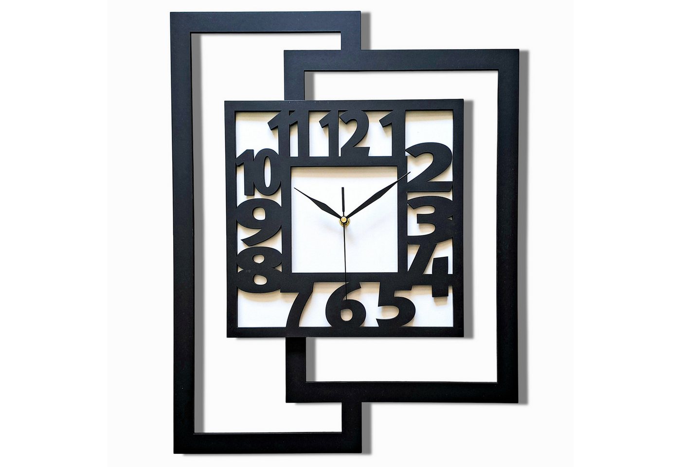ORNAMENTI Wanduhr Grosse, moderne, geometrisch, Holz, hingucker, rechteckig hochkant (vertical, loft, ohne Ticken, Wanddeko, Holzdeko, leise / lautlos) von ORNAMENTI