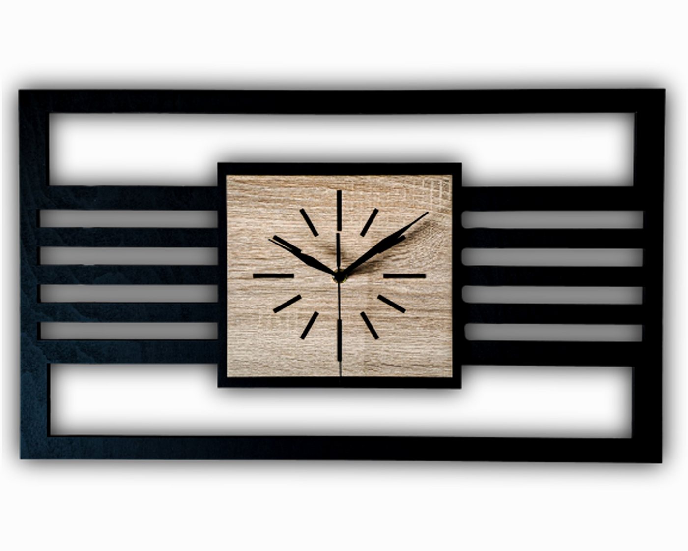 ORNAMENTI Wanduhr Grosse, moderne, geometrisch, Holz, hingucker, rechteckig hochkant (vertical, loft, ohne Ticken, Wanddeko, Holzdeko, leise / lautlos) von ORNAMENTI