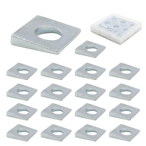 18 Stück quadratische Unterlegscheiben für Schrauben, abgeschrägte Metall-Unterlegscheiben aus Normalstahl, verzinkt, robuste quadratische Platten für Industrieanlagen (1,27 cm (ID) x 3,8 cm x 3,8 cm von ORNAROVI