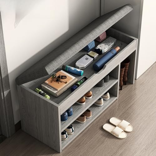 ORNDYDM Schuhbank Mit SitzfläChe Sitzbank Mit Stauraum Schuhschrank Mit Sitzbank Sitzbank Flur Garderobenbank Schuhregal Sitzbank Shoe Bench with Seat Schuhbank Mit Stauraum Bstyle Grey von ORNDYDM