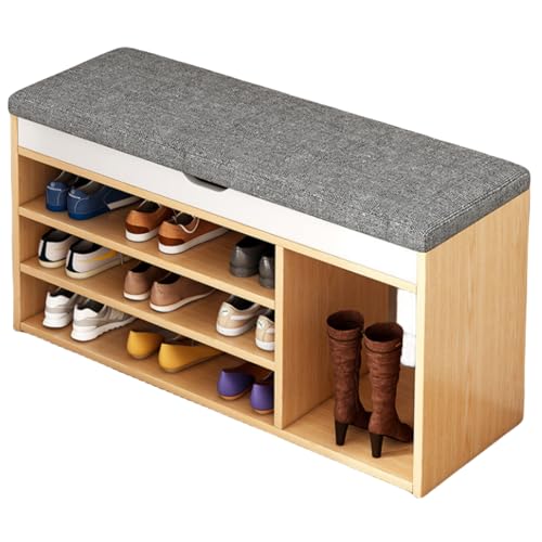 ORNDYDM Schuhbank Mit Sitzfläche Und Stauraum - Schuhschrank Sitzbank Für Flur - Garderobenbank Schuhregal - Shoe Bench With Seat - Bstyle Woodcolor von ORNDYDM