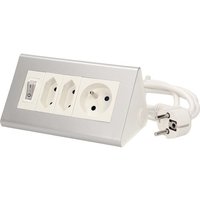 Tisch-Verlängerungskabel mit Schalter 2x2P/II+1x2P+Z OR-AE-1327 weiß-silber Tisch-Verlängerungskabel mit Schalter 2x2P/II+1x2P+Z OR-AE-1327 weiß-silber von ORNO