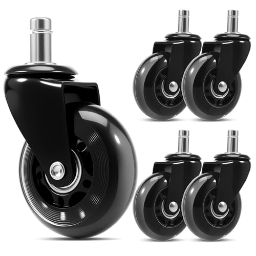 5 PCs Heavy Duty Office Stuhl Wheel Ersatz Stille und glattes Gleitbürostuhl Caster für Böden wie Hartholz und Teppich(schwarz 10*) von OROMYO