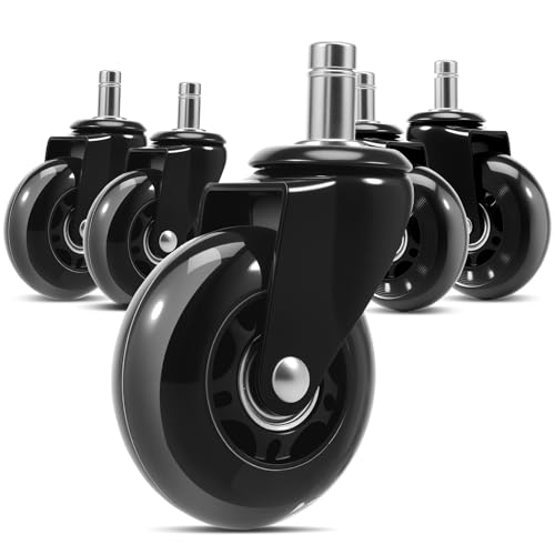 5 PCs Heavy Duty Office Stuhl Wheel Ersatz Stille und glattes Gleitbürostuhl Caster für Böden wie Hartholz und Teppich(schwarz 11*) von OROMYO