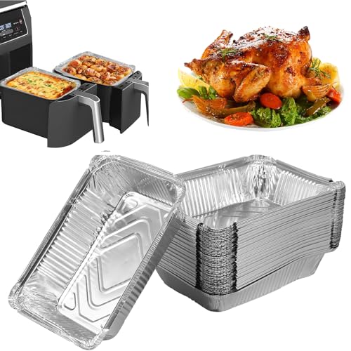 50 Stück Alu Tropfschalen Klein 22x16x5cm Alu Grillschale Einweg 1100ml Kleine Aluschalen Grill Rechteck Wasserbeständig Alufolie Schalen für Backen Kochen Heißluftfritteusen Öfen Mikrowellenherden von OROMYO