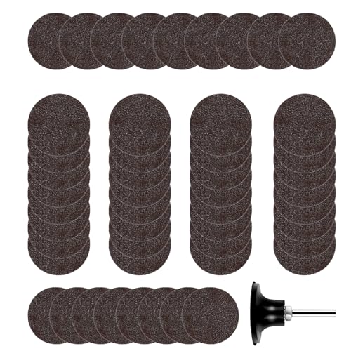 50 Stück Schleifscheiben 50mm Klett 60 körnung Schleifscheiben Pad Kit mit Schleifpad und Schaft Schleifpapier Klett Rund Kompatibel mit Winkelschleifern Bohrschleifern für Holz Metall (60 Körnung) von OROMYO