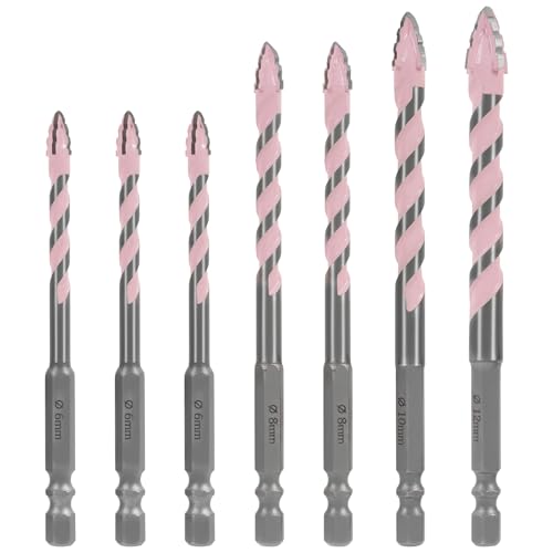 7pcs Glasbohrer Set 6/8/10/12 mm Fliesenbohrer 4 Flötesägen Exzentrische Bohrer Bit Legierung Stahl Keramikbohrer Exzenterbohrer Set für Metall Ziegel Glas Kunststoff Holz von OROMYO