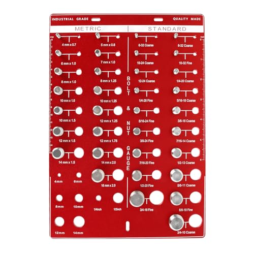 Gewindeprüfer 34 Mutter- und Bolzengewindegrößenprüfer Aluminiumlegierungs Nut and Bolt Thread Checker Imperial und Metrikgröße Nuss- und Bolzengewinde -Überprüfung für Nussschrauben von OROMYO