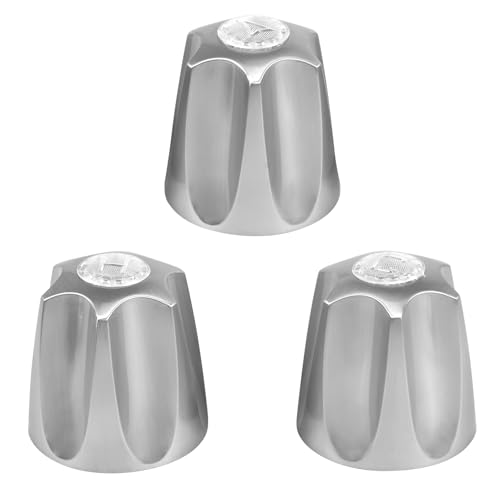 OROMYO 3pcs Duschhahnhahnknopfgriff Sie rostfeste Badewanne Wasserhahngriff Austausch Heißkalt und Diverter für Badezimmer(silbrig) von OROMYO