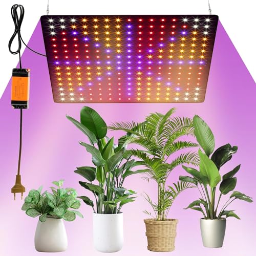 OROMYO Pflanzenlampe LED Vollspektrum 225 LEDs 1000W Pflanzenlampe Anzucht mit 4 Haken Pflanzenleuchte Hängend LED Grow Light fur Gewächshauspflanzen, Gemüse, Blumen (Rot+Blau+Weiß+Orange) von OROMYO