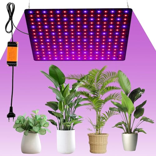 Pflanzenlampe LED Vollspektrum 225 LEDs 1000W Pflanzenlampe Anzucht mit 4 Haken Pflanzenleuchte Hängend LED Grow Light fur Gewächshauspflanzen, Gemüse, Blumen (Rot+Blau) von OROMYO