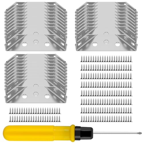 Universeller Eckverbinder für Möbel 30PCS Dreiecksstütze aus Edelstahl mit 220 Schrauben und 1 Schraubendreher Multifunktion Möbel Eckverbinder für Holzregal Schrank Tisch Chair (Mit Schraubendreher) von OROMYO