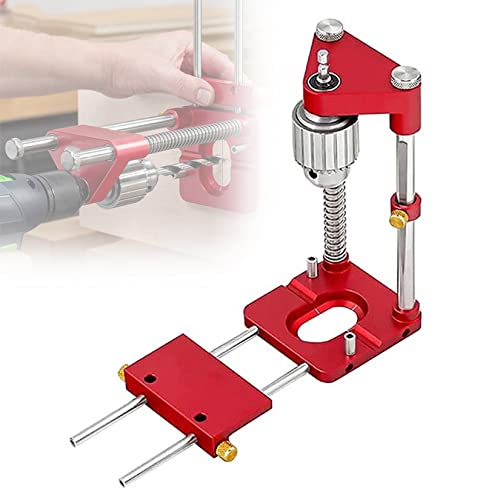 ORPERSIST Holzbearbeitung Bohrer Loch Locator, BohrstäNder Vertikal Guide, 0,8-10mm Bohrerklemmbereich, Aluminiumlegierung Bohr Werkzeug, PräZisionsbohren für Schrankbeschlag MöBel,Rot von ORPERSIST