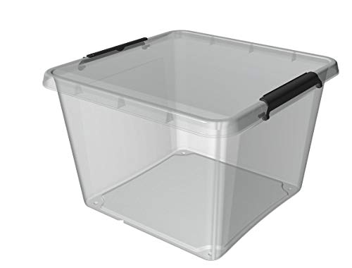 ORPLAST 12 x SimpleStore Box mit Clips - 32 Liter - 39 x 39 x 26 cm - transparent von ORPLAST