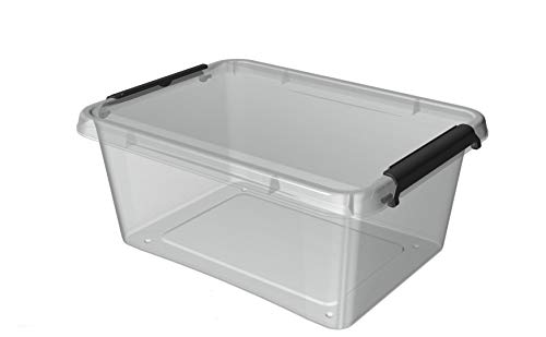 ORPLAST 6 Stück- MOXOM SimpleStore Box mit Clips - 15,5 Liter - 39 x 29 x 21,5 cm - transparent von ORPLAST