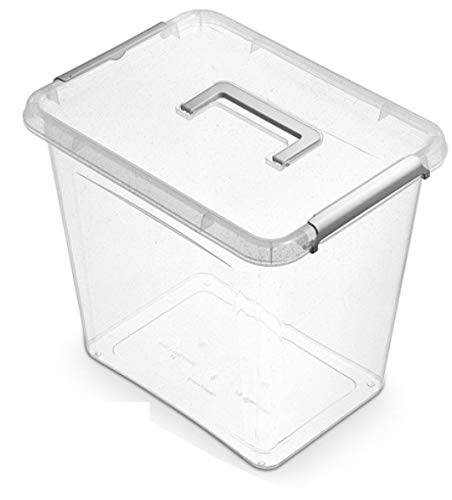 ORPLAST 6 x Nano Box mit Deckel, Clips und Griffen/antibakterielle Wirkung - 30,0 Liter - 39 x 29 x 35 cm - Klar/Silber/Glitter von ORPLAST