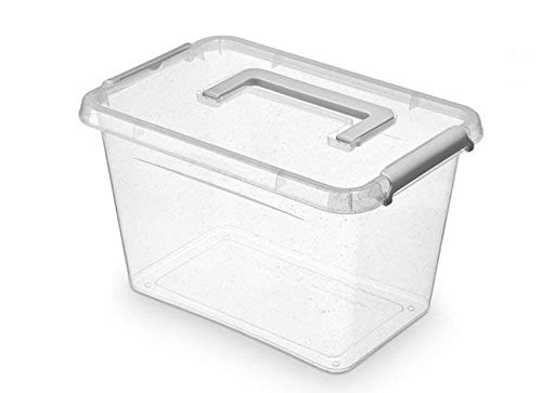 ORPLAST 6 x Nano Box mit Deckel, Clips und Griffen/antibakterielle Wirkung - 6,5 Liter - 29 x 20 x 18cm - Klar/Silber/Glitter von ORPLAST