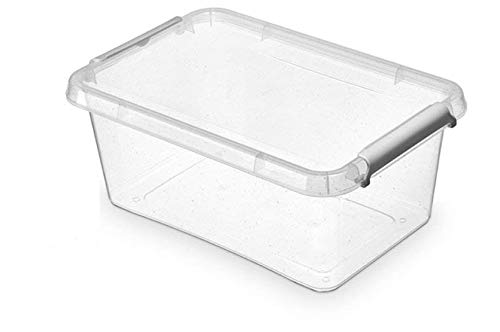 ORPLAST 6 x Nano Box mit Deckel und Clips/antibakterielle Wirkung - 4,5 Liter - 29 x 20 x 12 cm - Klar/Silber/Glitter von ORPLAST