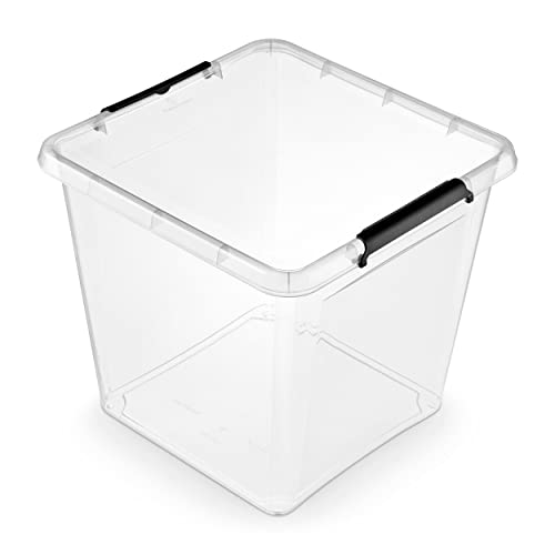 ORPLAST SimpleStore Aufbewahrungsbox mit Deckel Platz ca. 36 l - Boxen Aufbewahrung Stapelboxen 39 x 39 x 35,5 cm - Ordnungsboxen - Aufbewahrungsbox mit Deckel Küche Büro, Schule, Werkstatt von moxom